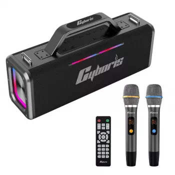 200W Bluetooth 5.3 Karaoke Speaker w/ Dual Mics & Bass