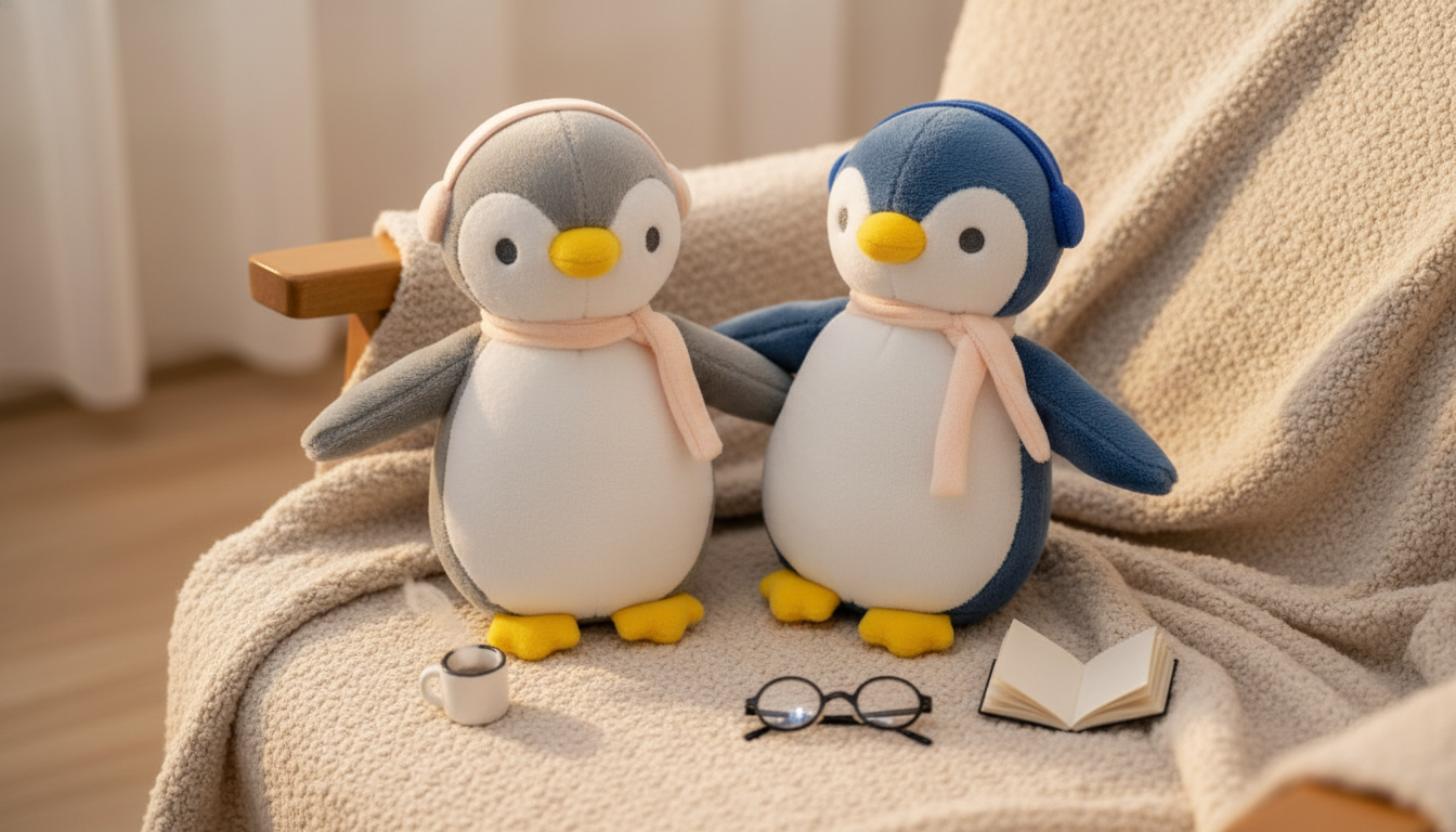 10-Inch Plush Penguin with Headphones: Cute Cozy Buddy
