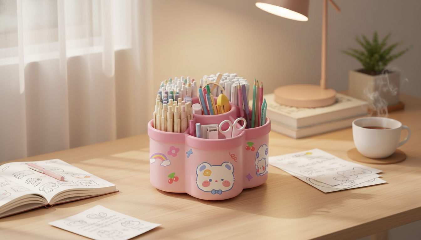 360° Rotating Pen Holder: Fast, Tidy Desk Access