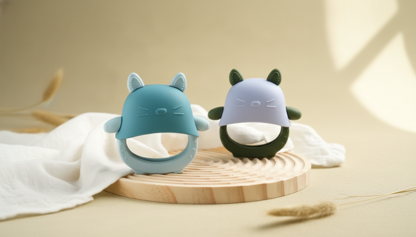 Cat Teether Glove: BPA-Free Silicone Relief for Babies