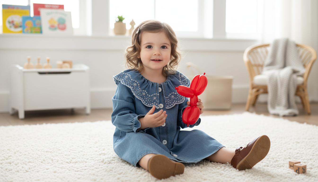 Ruffle Cotton Denim Dress for Girls 1–3: Party to Play