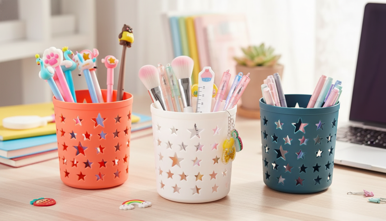 Hollow Star Desk Organizer for Pens, Brushes & More