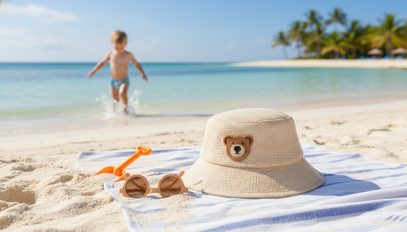 Kids’ Breathable Bear Patch Bucket Hat: Summer Shade