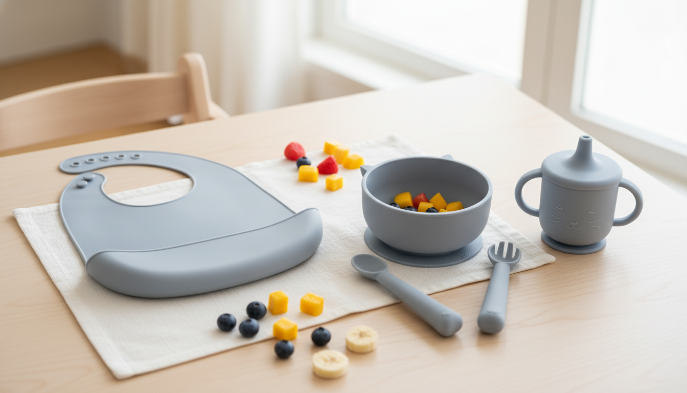 Silicone Toddler Suction Feeding Set: Plates, Bowl & Sippy