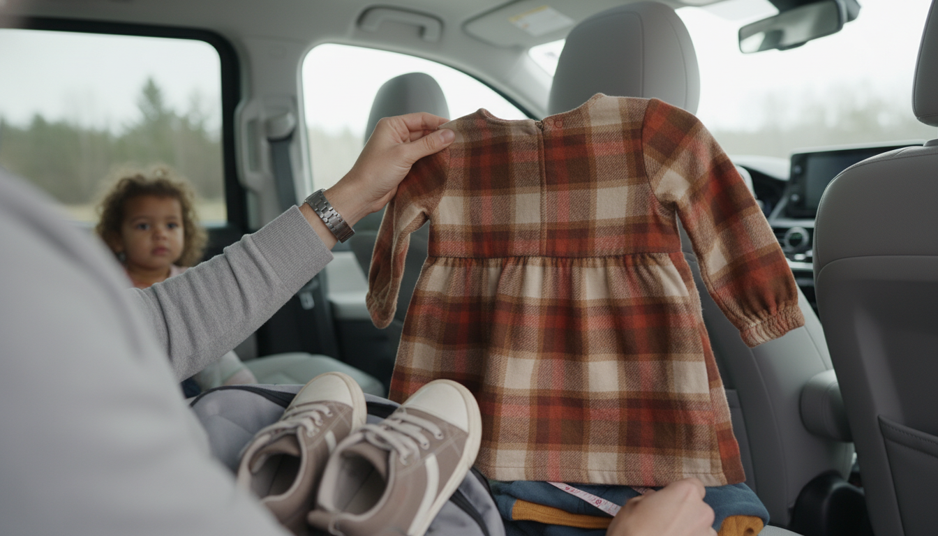 Toddler Sizing Tips for an Autumn Plaid Long-Sleeve Dress