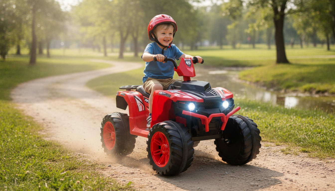 12V All-Terrain Kids Ride-On Car: Dual Drive, LEDs, MP3