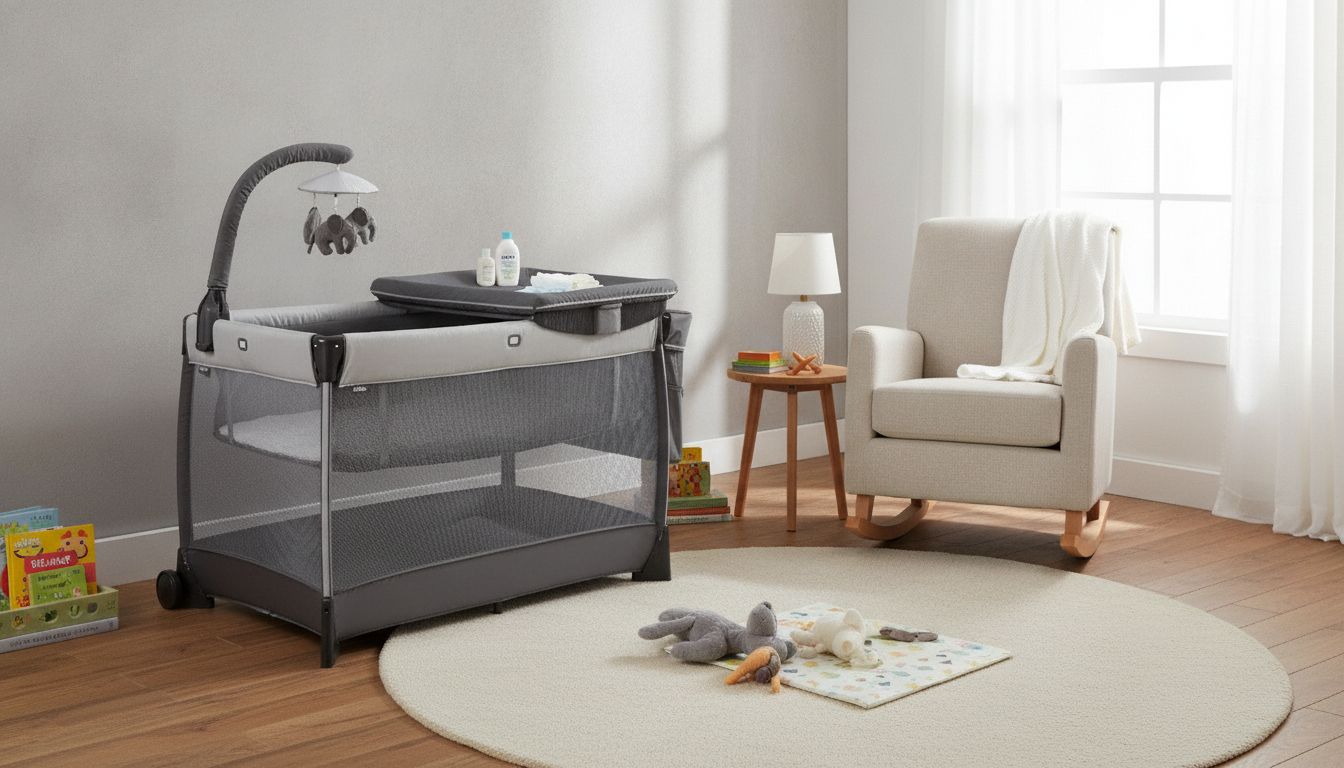 All-in-One Baby Playard: Bassinet, Changer & Toy Bar