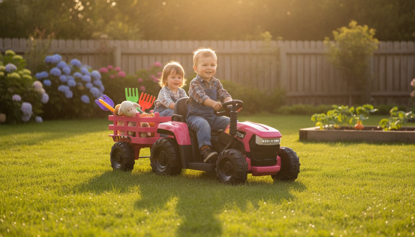 Kids 12V Ride-On Tractor + Trailer: Backyard Hauling Fun