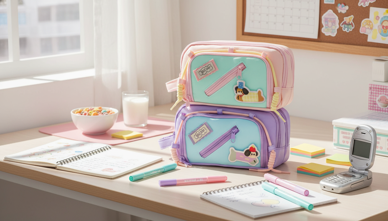 Y2K Puppy Pencil Case: Large Capacity, Cute & Organized