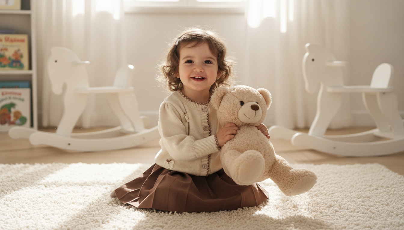 Autumn Girls Knit Set: Butterfly Cardigan & Brown Skirt
