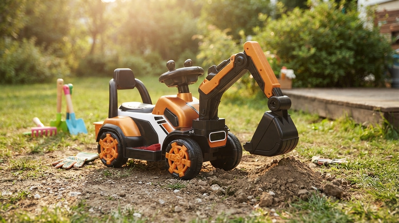 Kids Ride-On Electric Excavator: Backyard Digging Fun