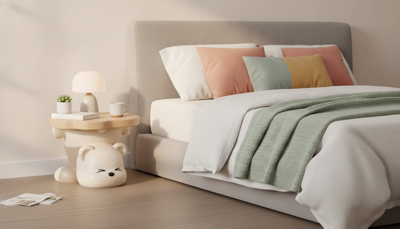 Modern Cute Kawaii Nightstand: Calm Style & Storage
