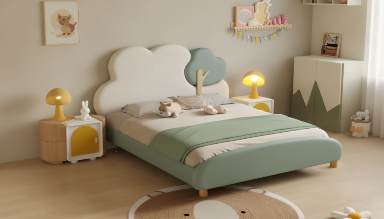 Modern Princess Tatami Double Bed for Calm Kids’ Rooms