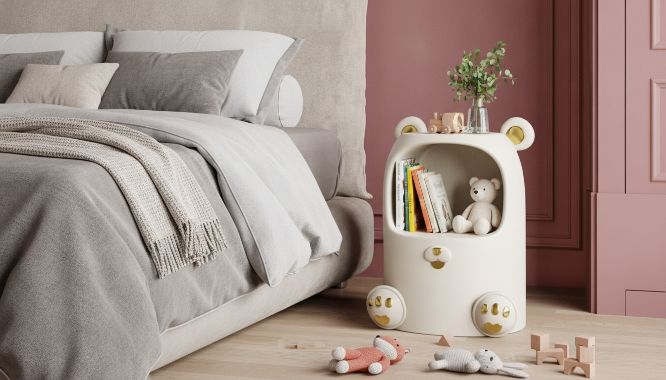 Nordic Bear Side Table: Cute, Modern Decor for Kids