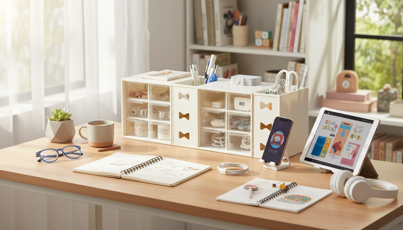 Six-Grid Dustproof Drawer Organizer for Tidy Desks