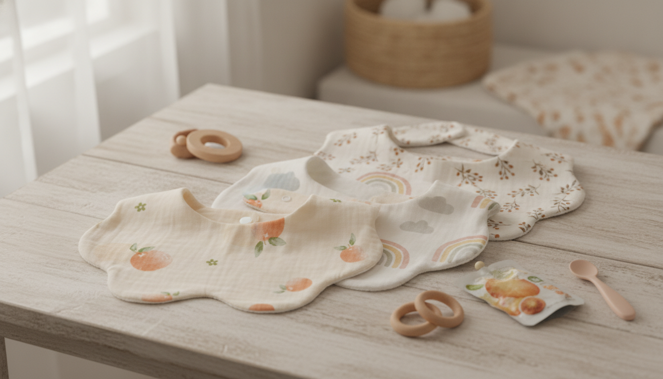 Soft Double-Sided Cotton Baby Bib for Teething & Meals