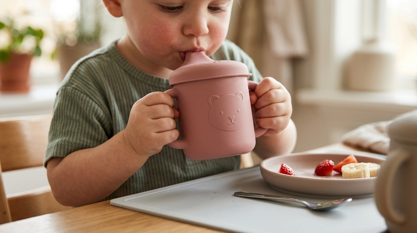 6oz Cartoon Silicone Baby Cup with Handles (Leak-Resist)