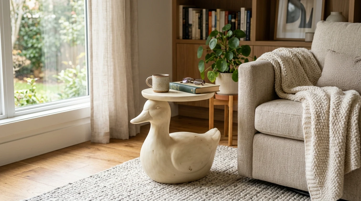 Duck-Shaped Resin Side Table: Whimsy for Any Room
