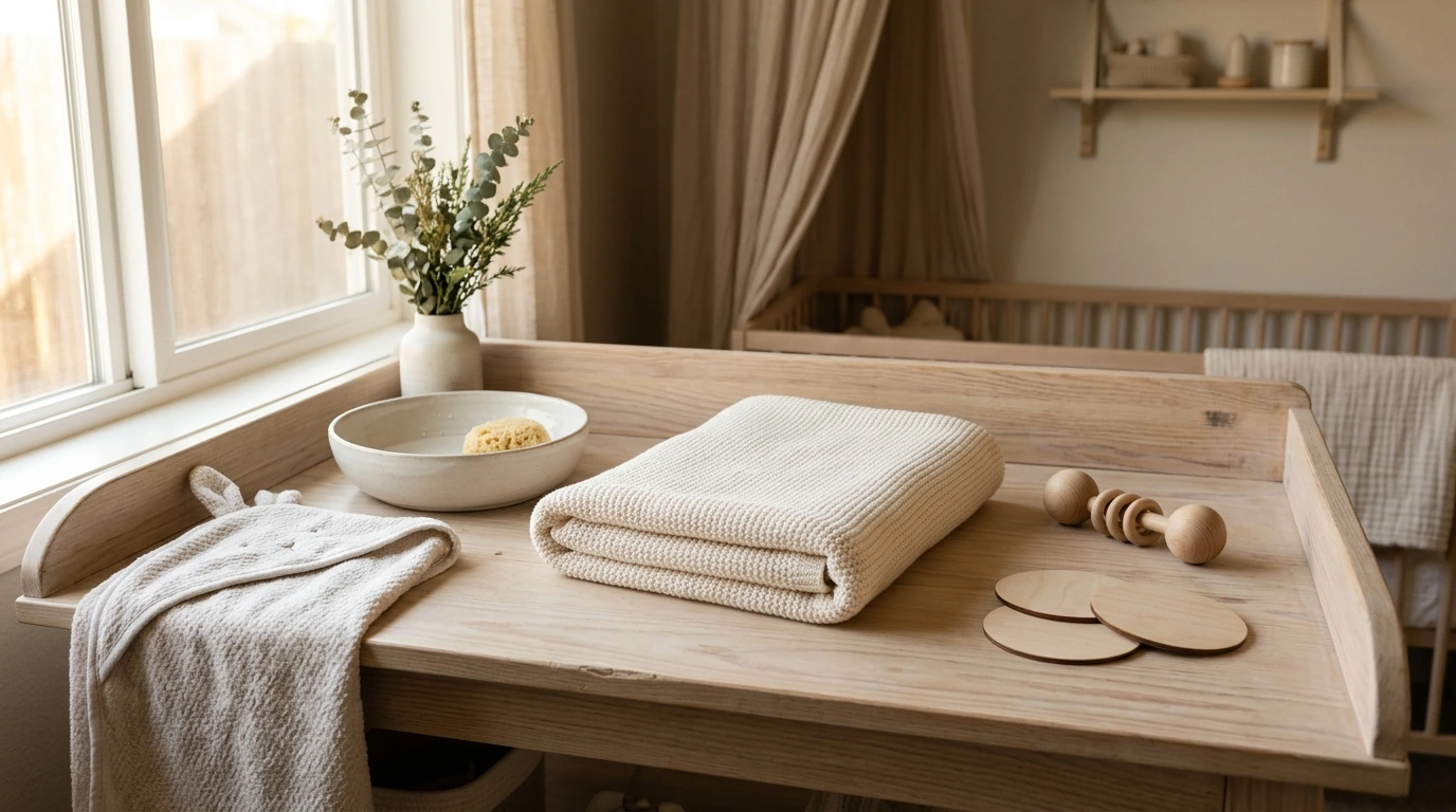Newborn Bath Gift Set: Cotton Blanket, Rattle & Milestones