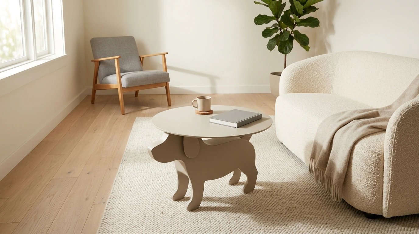 Nordic Dog Coffee Table: Sculptural Style for Small Spaces