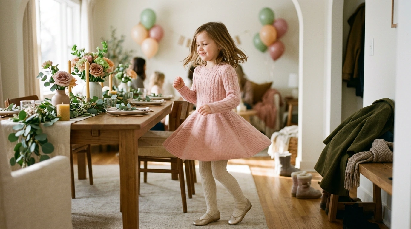 Pink Princess Sweater Dress: Cozy Party Look for Girls