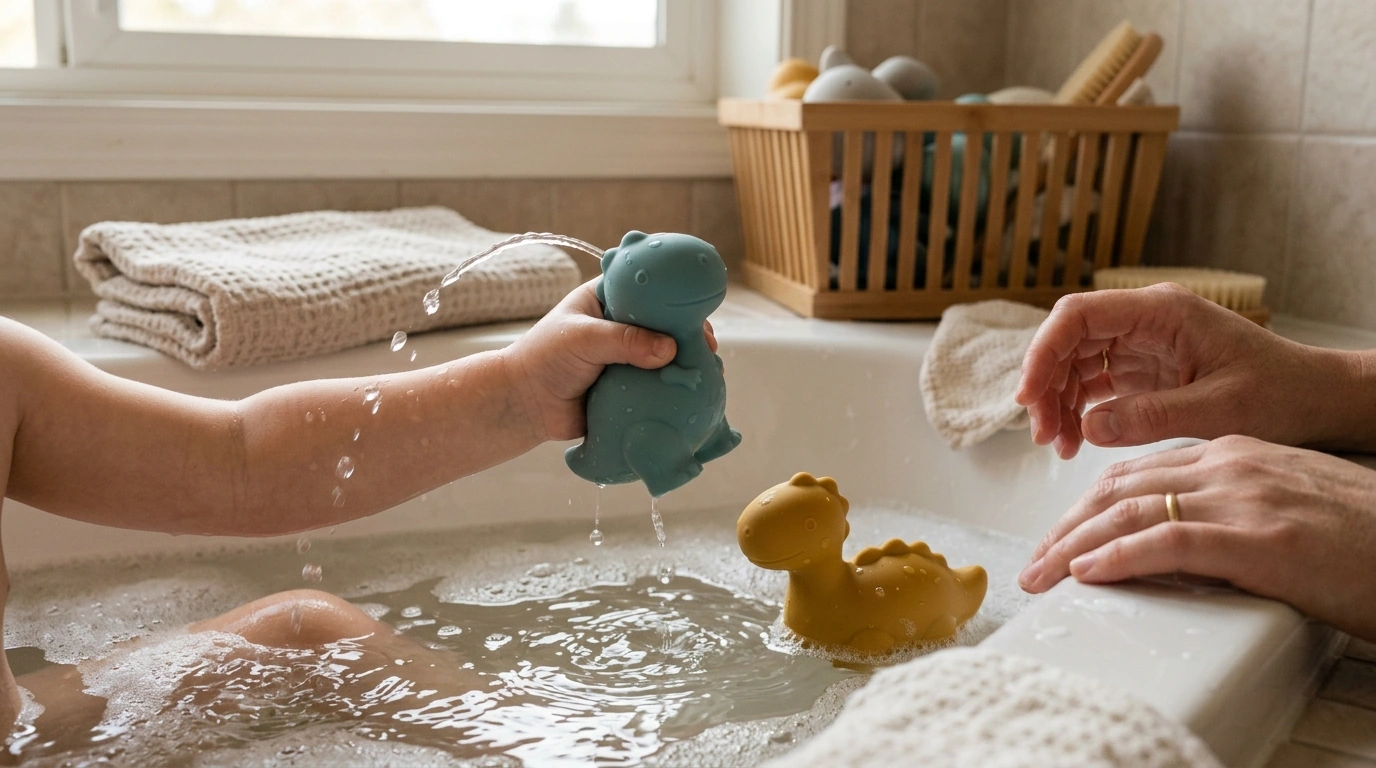 2 Silicone Dinosaur Bath Squirters for Easy Splash Play
