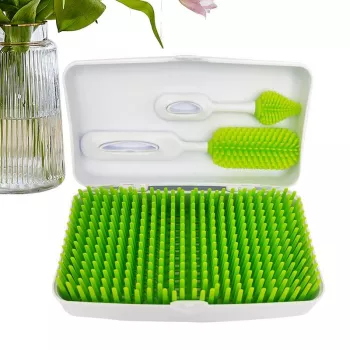 Space-Saving Silicone Baby Bottle Drying Rack + Box