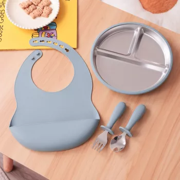Easy-Clean 4-Piece Stainless Baby Feeding Set