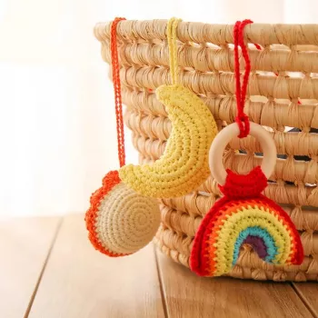 Sun & Moon Crochet Rattle for Montessori Baby Gyms